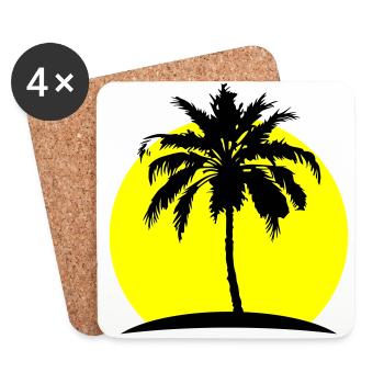 Palm Silhouette Symbol - Coasters (set of 4) - white - Front