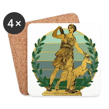 Artémis déesse de la chasse - Dessous de verre (lot de 4) - blanc - Devant