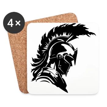 Krieger Sparta Helm Spartaner - Untersetzer (4er-Set) - Weiß - Vorne