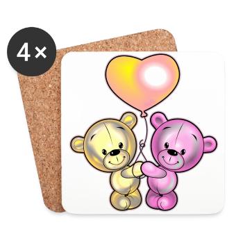 Bears in love 2 - Coasters (set of 4) - white - Front