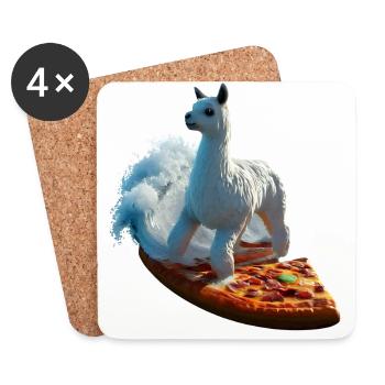 Pizza Vagues Alpaga Surfer - Dessous de verre (lot de 4) - blanc - Devant