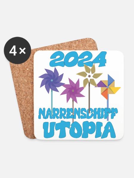 Narrenschiff Utopia, 2024 - Untersetzer (4er-Set) - Weiß