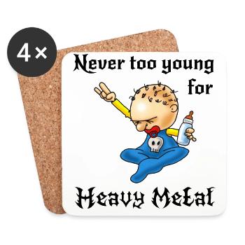 Heavy metal Babe - Never too young for Heavy metal - Coasters (set of 4) - white - Front
