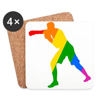 Boxer im Regenbogen - Untersetzer (4er-Set) - Weiß - Vorne