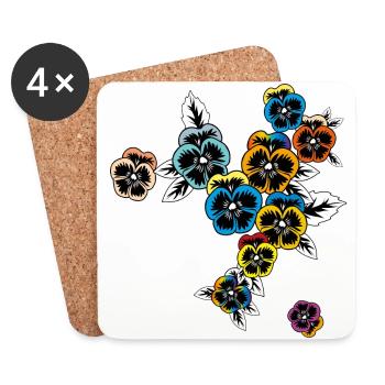 Pansy Spring - Coasters (set of 4) - white - Front
