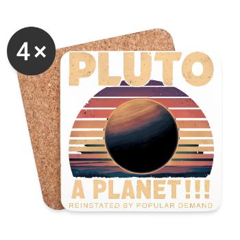 Pluto A Planet Retro Sonnenuntergang Advocacy Design - Untersetzer (4er-Set) - Weiß - Vorne