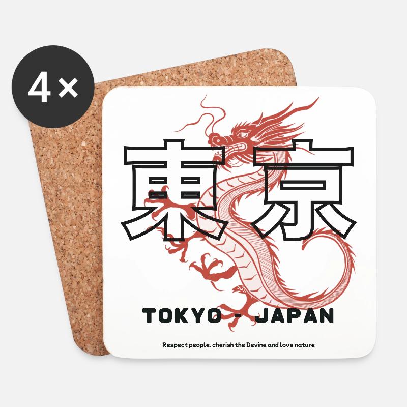 Japanese Dragon - Untersetzer (4er-Set) - Weiß