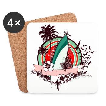 Surfboard-Design 03 - Untersetzer (4er-Set) - Weiß - Vorne