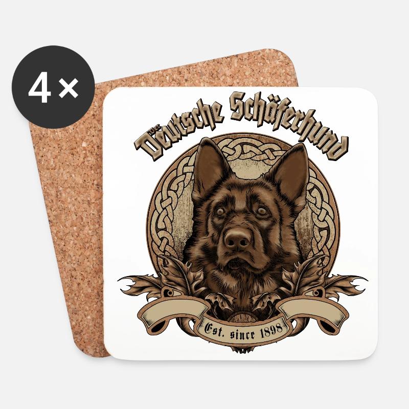 Der Deutsche Schäferhund - Untersetzer (4er-Set) - Weiß