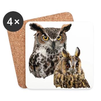 Owls - Coasters (set of 4) - white - Front