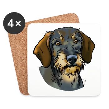 Wirehaired dachshund (without text) light textiles - Coasters (set of 4) - white - Front