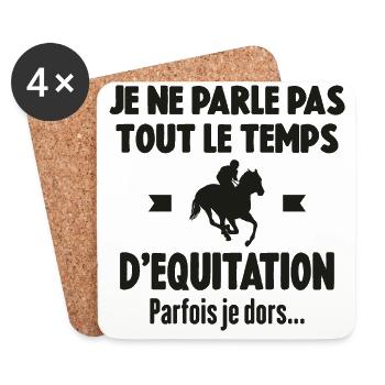 Je Ne Parle Pas Tout Le Temps D'équitation Cadeau - Dessous de verre (lot de 4) - blanc - Devant