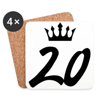 20 Zahl Krone - Untersetzer (4er-Set) - Weiß - Vorne
