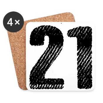 21 Zahl Trikot - Untersetzer (4er-Set) - Weiß - Vorne