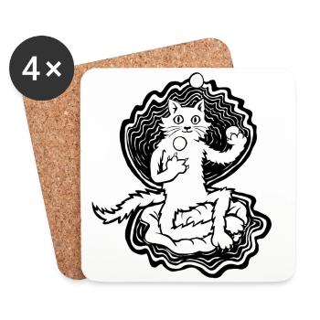 Muschelkatze - Untersetzer (4er-Set) - Weiß - Vorne