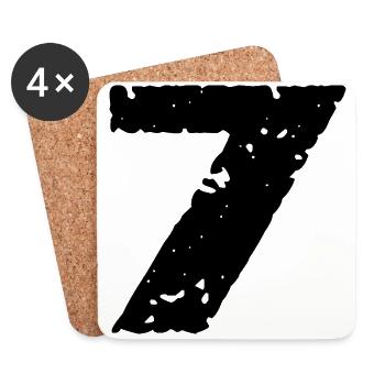7 Zahl Trikot - Untersetzer (4er-Set) - Weiß - Vorne