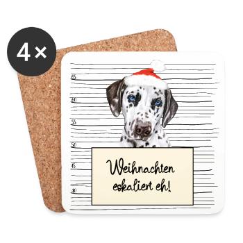 Es eskaliert eh lustige Weihnachten Dalmatiner - Untersetzer (4er-Set) - Weiß - Vorne