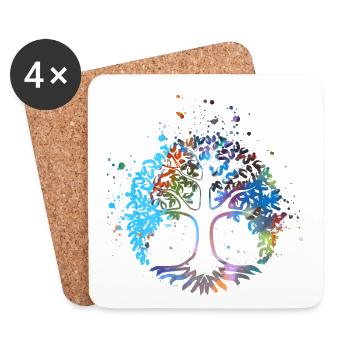 Tree of Life,Tree of Life,Graffiti, Colorful,Tree - Coasters (set of 4) - white - Front