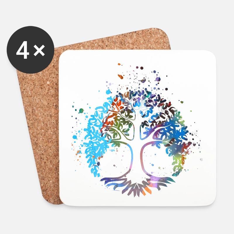 lebensbaum,baum des lebens,graffiti, bunt,baum - Untersetzer (4er-Set) - Weiß
