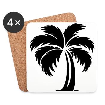 Palm Silhouette Symbol - Coasters (set of 4) - white - Front