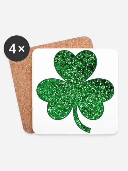 st.patricks day, irland, ireland, klee,glitzer - Untersetzer (4er-Set) - Weiß