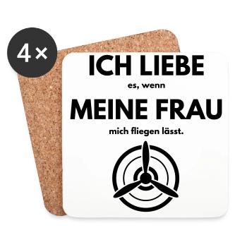 Ich liebe meine Frau wenn sie mich fliegen lässt - Untersetzer (4er-Set) - Weiß - Vorne