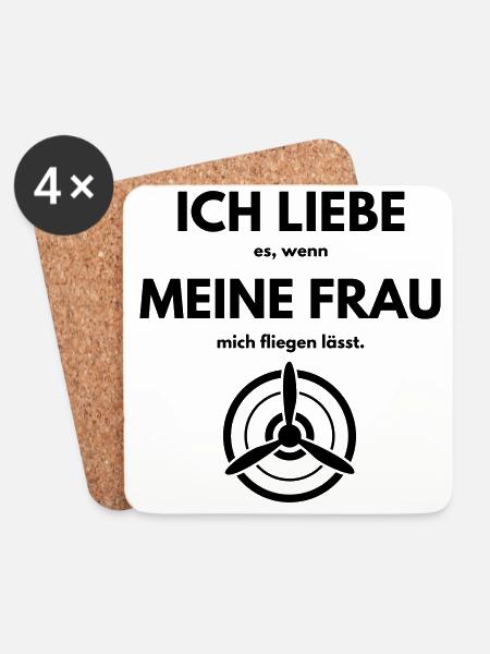 Ich liebe meine Frau wenn sie mich fliegen lässt - Untersetzer (4er-Set) - Weiß