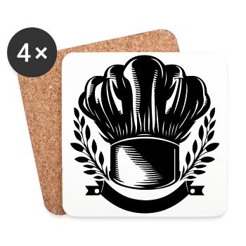 Kochmütze Koch Symbol - Untersetzer (4er-Set) - Weiß - Vorne
