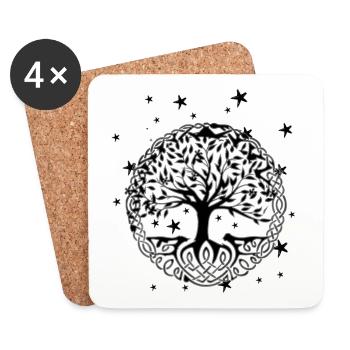 Arbre de vie, Yggdrasil, arbre du monde, arbre de vie, - Dessous de verre (lot de 4) - blanc - Devant