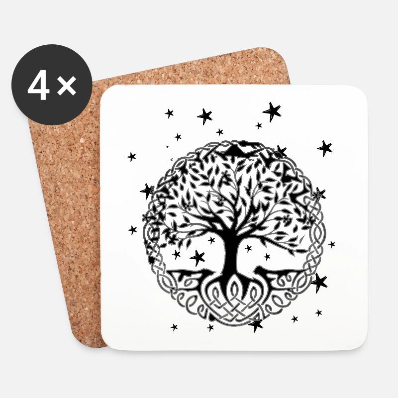 Baum des Lebens,Yggdrasil,Weltenbaum,tree of life, - Untersetzer (4er-Set) - Weiß