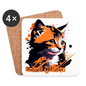 kleines Kätzchen, Katze getigert - Untersetzer (4er-Set) - Weiß - Vorne