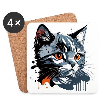 Chaton , jeune chat - Dessous de verre (lot de 4) - blanc - Devant