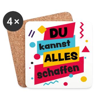 Du kannst alles schaffen - Motivation - Untersetzer (4er-Set) - Weiß - Vorne