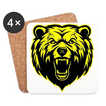 Grizzly Bear Head - Coasters (set of 4) - white - Front