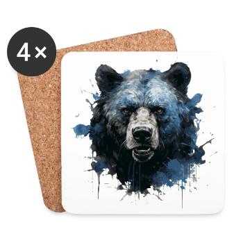 Bear Head - Coasters (set of 4) - white - Front
