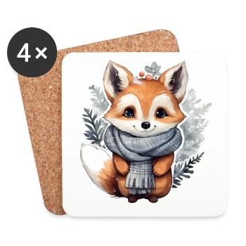 Renard d’hiver - Dessous de verre (lot de 4) - blanc - Devant
