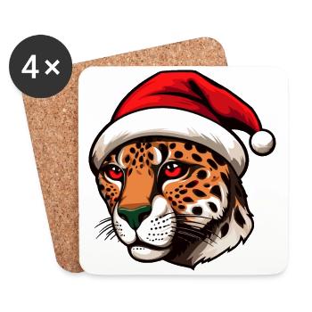 Gepard Porträt Weihnachten - Untersetzer (4er-Set) - Weiß - Vorne
