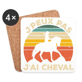 J'Peux Pas J'ai Cheval Animal Equitation - Dessous de verre (lot de 4) - blanc - Devant