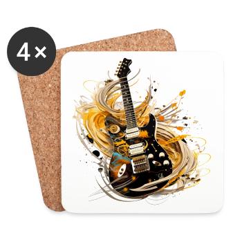 Guitare électrique Splash Guitariste Instrument de musique Rock - Dessous de verre (lot de 4) - blanc - Devant