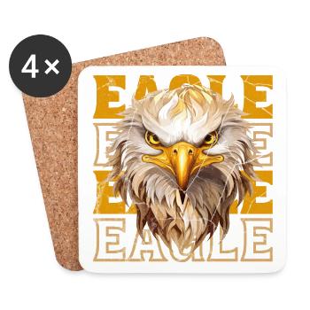 eagle, eagle head, bird of prey, bird of prey, animal, nature - Coasters (set of 4) - white - Front