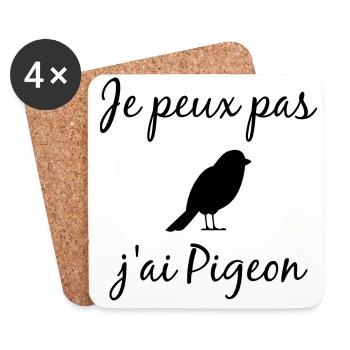 Je Peux Pas J ai Pigeon - Dessous de verre (lot de 4) - blanc - Devant