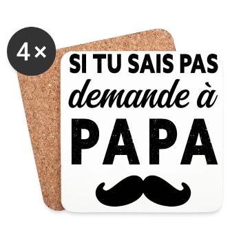 Demande à Papa Humour Fête des Pères Cadeau - Dessous de verre (lot de 4) - blanc - Devant