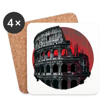 Colosseum, Rome, Italy, City, Skyline, Art - Coasters (set of 4) - white - Front