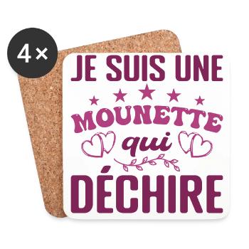 Cadeau Mounette Je Suis Une Mounette Qui Déchire - Dessous de verre (lot de 4) - blanc - Devant