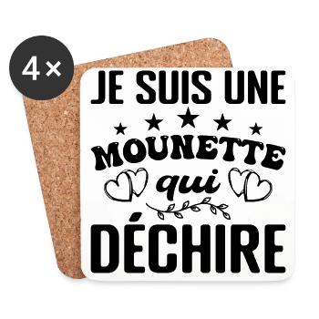 Cadeau Mounette Je Suis Une Mounette Qui Déchire - Dessous de verre (lot de 4) - blanc - Devant