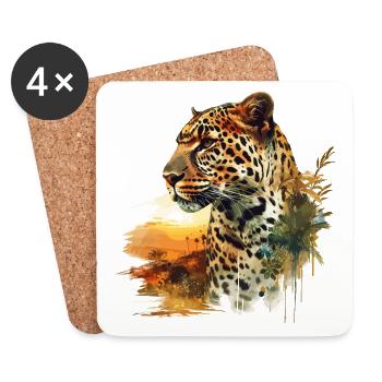 Leopard Raubkatze Natur Wildnis Afrika Safari - Untersetzer (4er-Set) - Weiß - Vorne