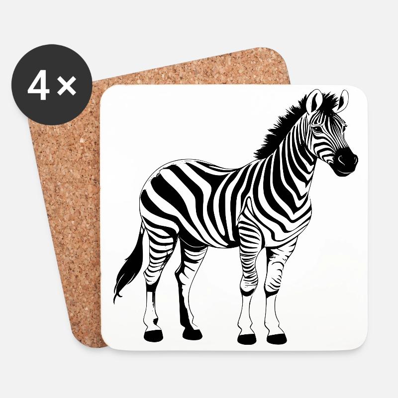 Zebra schwarz - Untersetzer (4er-Set) - Weiß