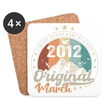 Cadeau D'anniversaire Nées En Mars 2012 Retro 2012 - Dessous de verre (lot de 4) - blanc - Devant