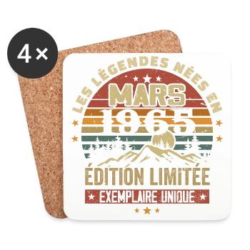 Vintage 1965 Mars Cadeau Anniversaire Rétro 1965 - Dessous de verre (lot de 4) - blanc - Devant