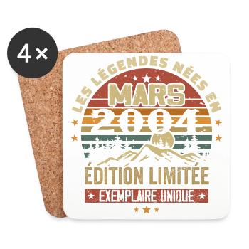 Vintage 2004 March Retro Anniversary Gift 2004 - Coasters (set of 4) - white - Front